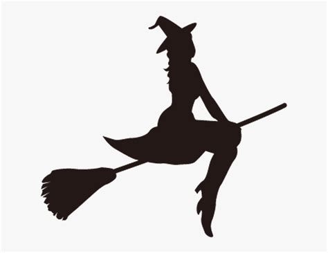 Flying witch on broomstick stencil